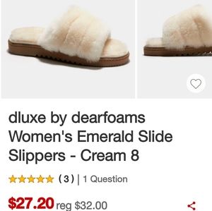 Dluxe by Dearfoams Women's Emerald Slide Slippers - Color: Cream Size: 8, NWT